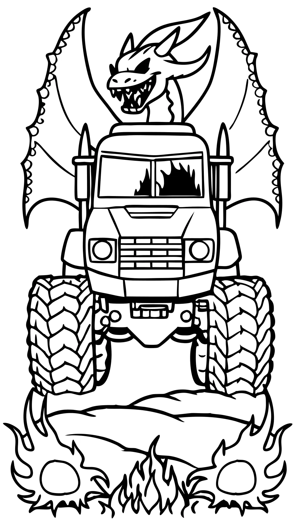 dragon monster truck coloring page